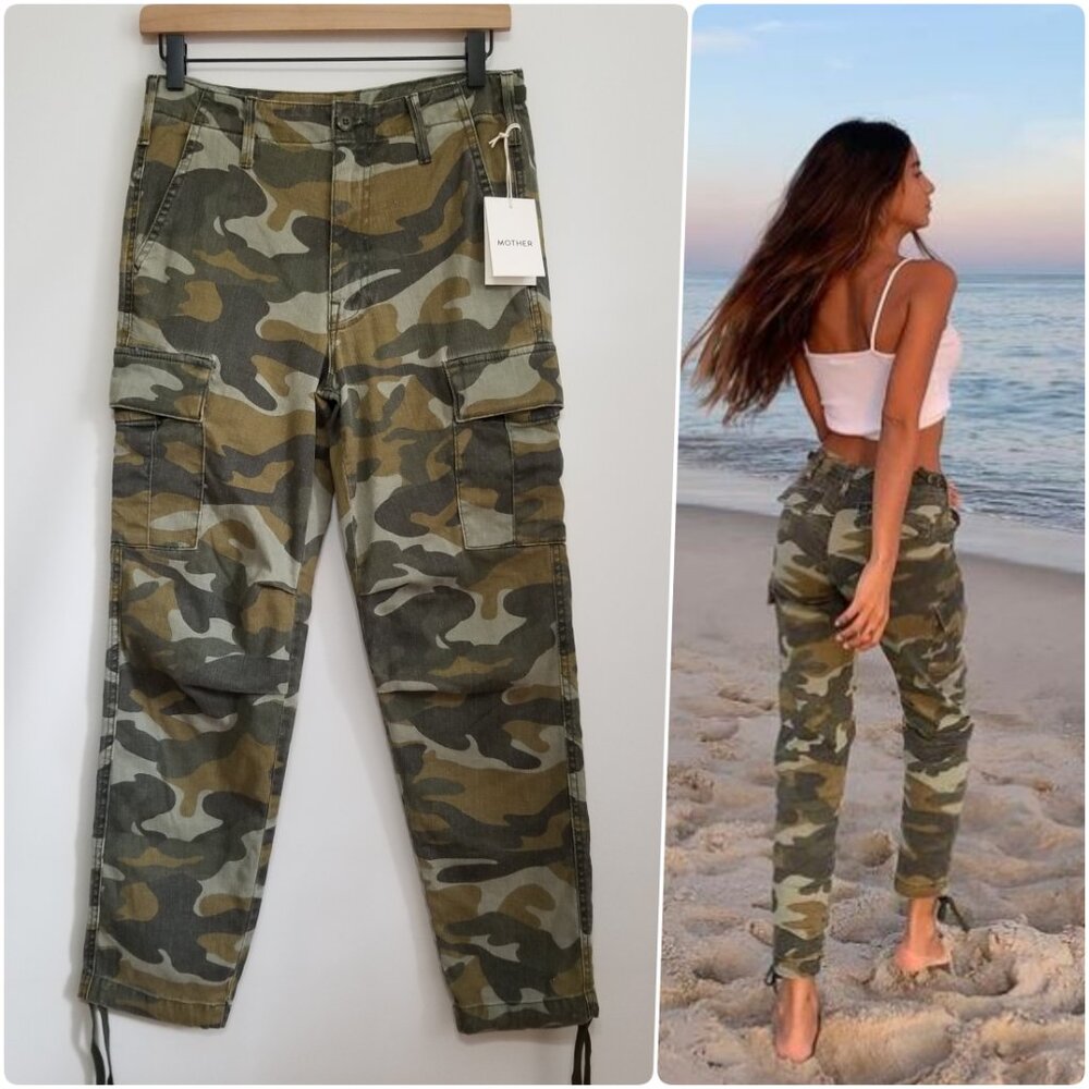 NWT Mother The Sir Yes Sir Camo Cargo Pants in Finding Strength Size 25, 26 $295